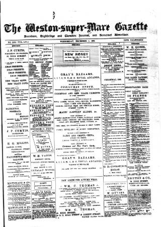 cover page of Weston-super-Mare Gazette, and General Advertiser published on December 5, 1900