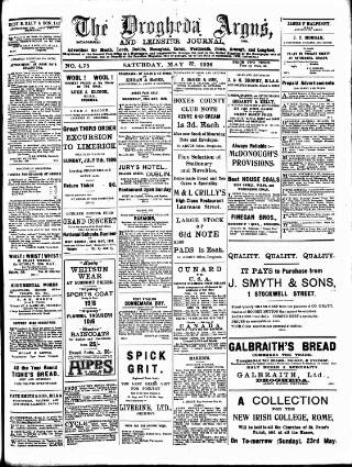 cover page of Drogheda Argus and Leinster Journal published on May 22, 1926