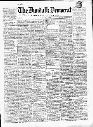 cover page of Dundalk Democrat, and People's Journal published on April 26, 1851