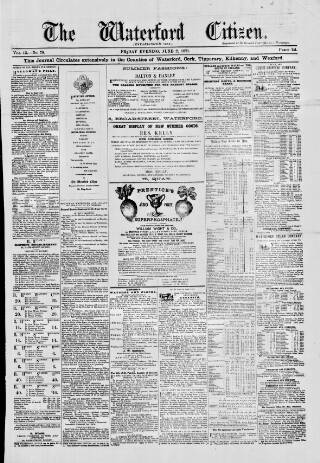 cover page of Waterford Citizen published on June 2, 1871