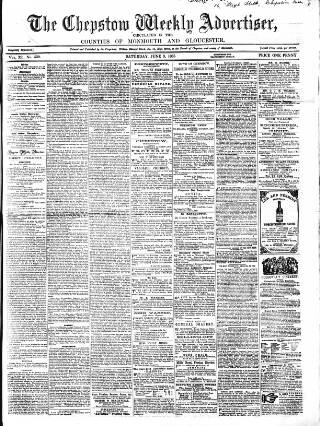 cover page of Chepstow Weekly Advertiser published on June 3, 1865