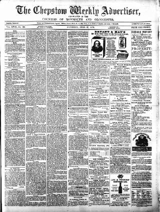 cover page of Chepstow Weekly Advertiser published on April 27, 1872