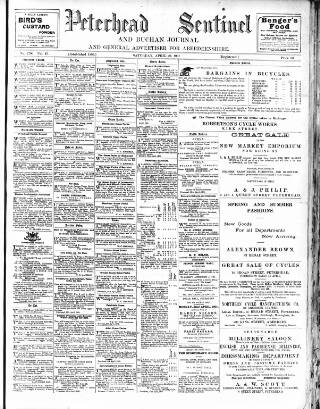 cover page of Peterhead Sentinel and General Advertiser for Buchan District published on April 20, 1901