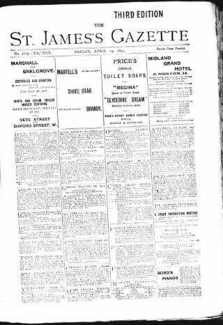 cover page of St James's Gazette published on April 19, 1895