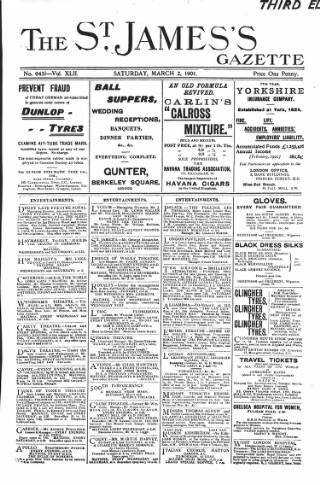 cover page of St James's Gazette published on March 2, 1901