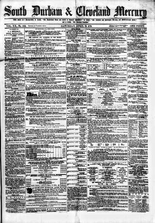 cover page of South Durham & Cleveland Mercury published on April 23, 1870