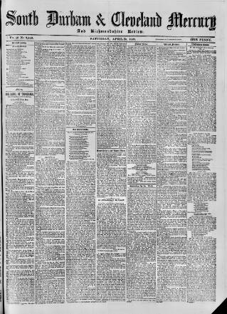 cover page of South Durham & Cleveland Mercury published on April 6, 1889