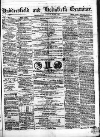 cover page of Huddersfield and Holmfirth Examiner published on May 22, 1852