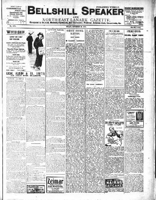 cover page of Bellshill Speaker published on November 28, 1913