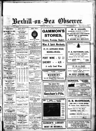 cover page of Bexhill-on-Sea Observer published on May 24, 1919