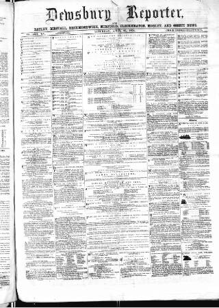 cover page of Dewsbury Reporter published on April 25, 1874