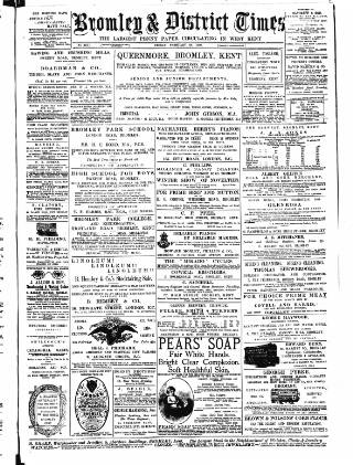 cover page of Bromley & District Times published on February 28, 1890