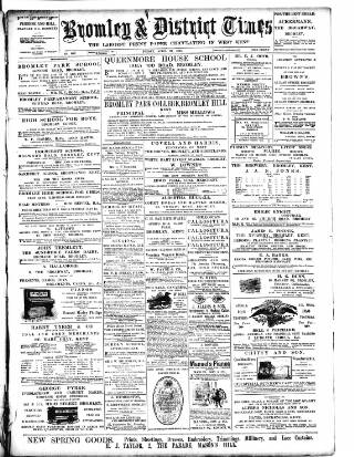 cover page of Bromley & District Times published on April 20, 1894