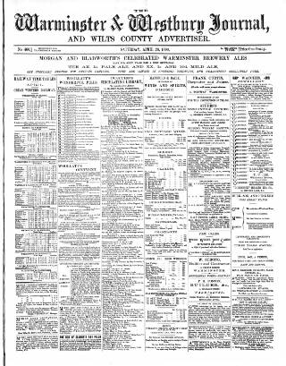 cover page of Warminster & Westbury journal, and Wilts County Advertiser published on April 26, 1890