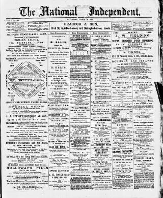 cover page of National Independent and People's Advocate published on April 20, 1889