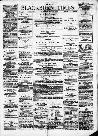 cover page of Blackburn Times published on June 2, 1877
