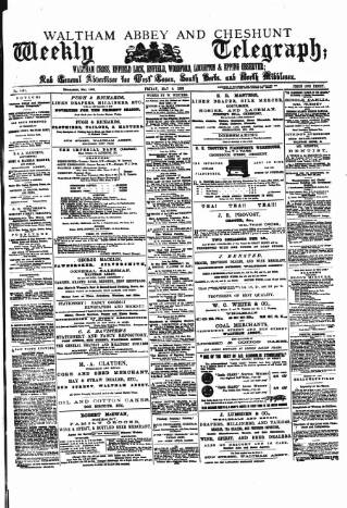 cover page of Waltham Abbey and Cheshunt Weekly Telegraph published on May 4, 1883