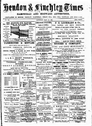 cover page of Hendon & Finchley Times published on May 19, 1883