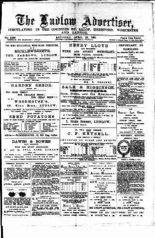 cover page of Ludlow Advertiser published on April 25, 1891