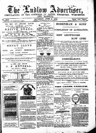 cover page of Ludlow Advertiser published on June 2, 1894