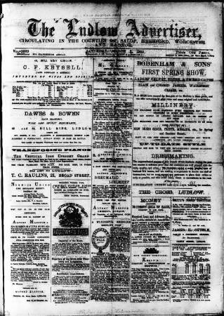 cover page of Ludlow Advertiser published on March 2, 1895