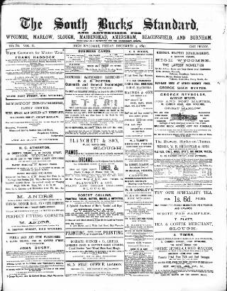 cover page of South Bucks Standard published on December 4, 1891