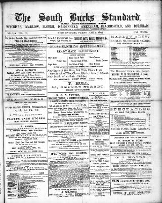 cover page of South Bucks Standard published on June 2, 1893
