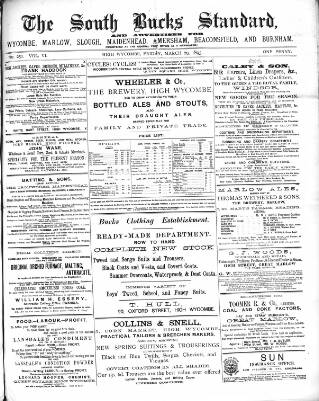 cover page of South Bucks Standard published on March 29, 1895