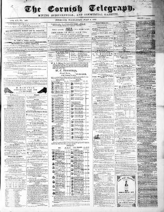 cover page of The Cornish Telegraph published on July 4, 1866
