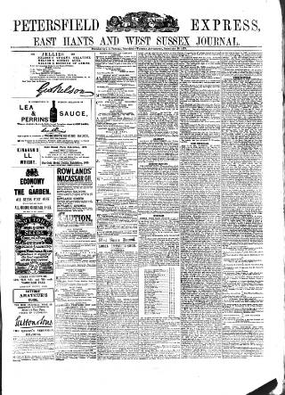 cover page of Petersfield Express published on February 18, 1879