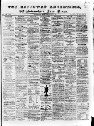 cover page of Galloway Advertiser and Wigtownshire Free Press published on June 2, 1859
