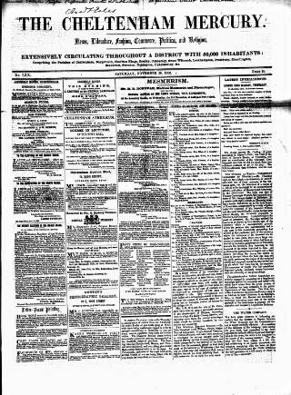 cover page of Cheltenham Mercury published on November 29, 1856