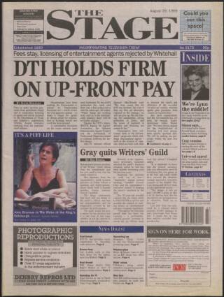 cover page of The Stage published on August 19, 1999
