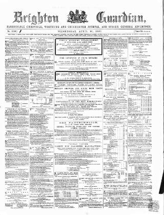 cover page of Brighton Guardian published on April 16, 1862