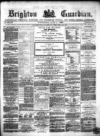 cover page of Brighton Guardian published on June 2, 1869
