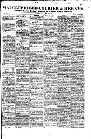 cover page of Macclesfield Courier and Herald published on April 26, 1834