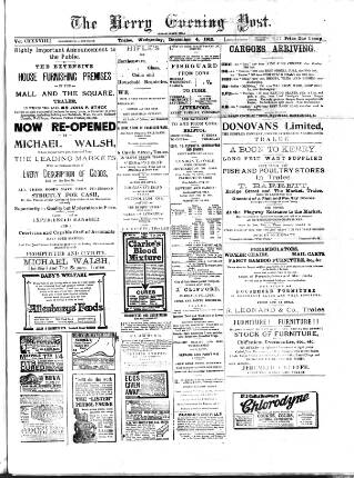 cover page of Kerry Evening Post published on December 4, 1912