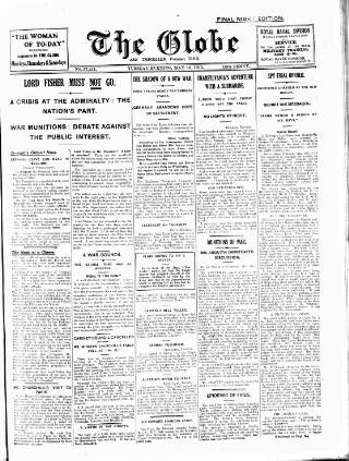 cover page of Globe published on May 18, 1915