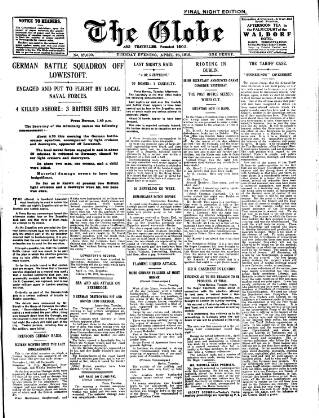 cover page of Globe published on April 25, 1916