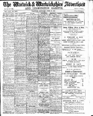cover page of Warwick and Warwickshire Advertiser published on April 26, 1919