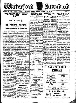 cover page of Waterford Standard published on May 28, 1938