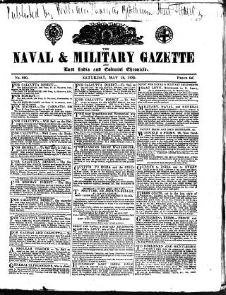 cover page of Naval & Military Gazette and Weekly Chronicle of the United Service published on May 18, 1839