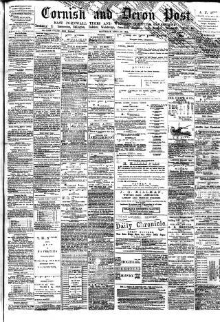 cover page of Cornish & Devon Post published on April 19, 1884