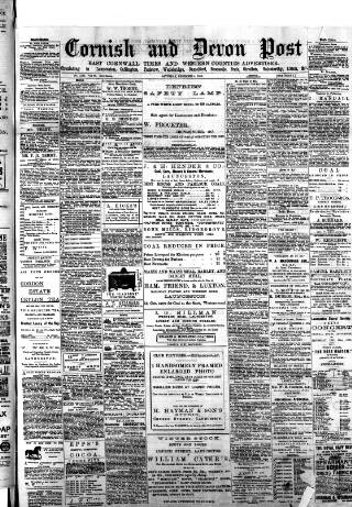 cover page of Cornish & Devon Post published on December 4, 1886