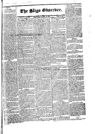 cover page of Sligo Observer published on June 17, 1830