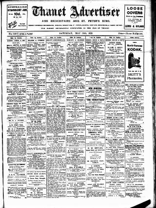 cover page of Thanet Advertiser published on May 26, 1923