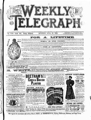 cover page of Sheffield Weekly Telegraph published on April 25, 1896