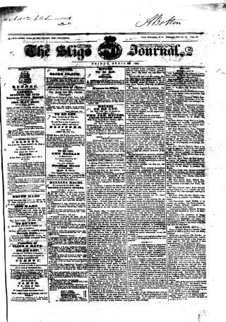 cover page of Sligo Journal published on April 26, 1833
