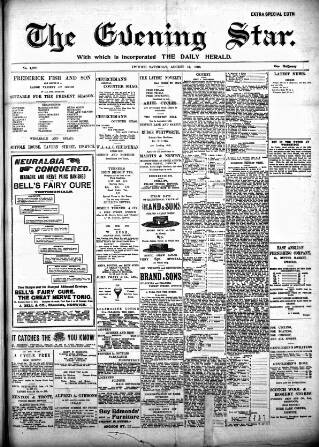 cover page of Evening Star published on August 12, 1899
