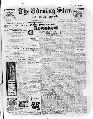 cover page of Evening Star published on November 28, 1912